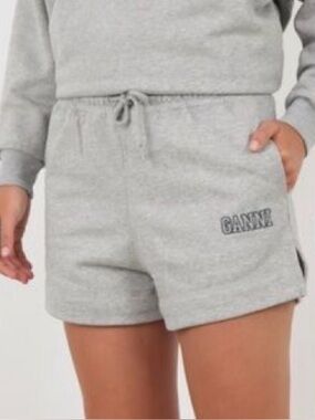 Ganni Gray Drawstring Athletic Shorts